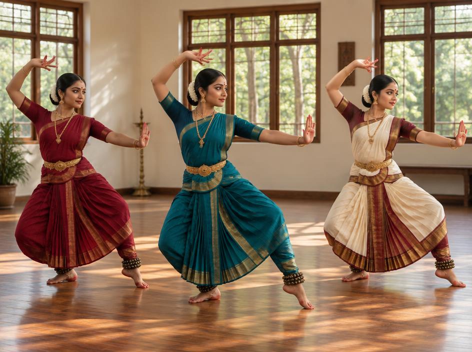 Three dancers rehearsing choreography together